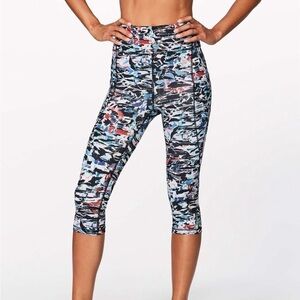 Lululemon Break Free Crop Leggings Nulux 17” Culture Clash Starlight Black Sz 6